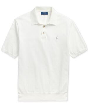 Polo Ralph Lauren Regular Fit Cotton Polo-Collar Sweater Deckwash White Small